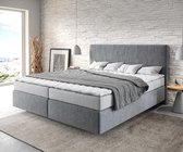 Bed Dream-Well Antraciet  180x200 cm Microvezel stof met matras en topper boxspring-bed