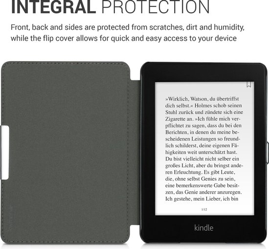kwmobile e reader hoes geschikt voor Amazon Kindle Paperwhite (10. Gen - 2018) - Case van kunstleerleer - Wereldkaart design - In grijs van Merkloos — afbeelding 2
