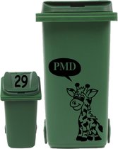 Sticker set container Giraf PMD tekstballon + huisnummer deksel | Rosami Decoratiestickers