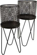 Lux - windlicht- zwart - metaal -32x32x72 - set van 2