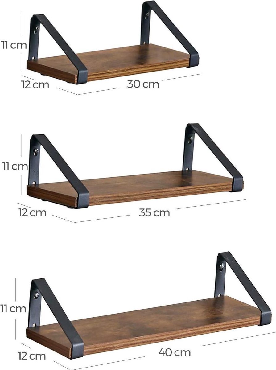 Wandplank Vintage - Set van 3 Groot