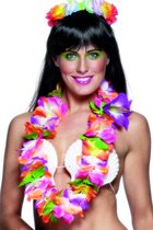 Toppers - Hawaii krans/tropische bloemenslinger gekleurde bloemen - Verkleed accessoires - Feestartikelen