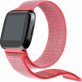Nylon Smartwatch bandje - Geschikt voor  Fitbit Versa / Versa 2 nylon bandje - knalroze - Horlogeband / Polsband / Armband