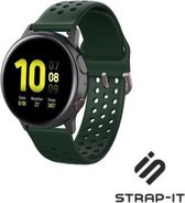 Siliconen Smartwatch bandje - Geschikt voor  Samsung Galaxy Watch Active / Active2 siliconen bandje met gaatjes - legergroen - Strap-it Horlogeband / Polsband / Armband
