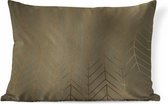 Sierkussens - Kussen - Luxe patroon van glimmende en gouden lijnen op een donkergroene achtergrond - 60x40 cm - Kussen van katoen