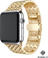 Stalen Smartwatch bandje - Geschikt voor Apple Watch stalen draak bandje - goud - Strap-it Horlogeband / Polsband / Armband - Maat: 38mm & 40mm