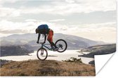 Mountainbiken langs een rivier in de Verenigde Staten poster 180x120 cm - Foto print op Poster (wanddecoratie woonkamer / slaapkamer) / Sport Poster XXL / Groot formaat!