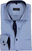 ETERNA comfort fit overhemd - mouwlengte 7 - fijn Oxford heren overhemd - lichtblauw (blauw gestipt contrast) - Strijkvrij - Boordmaat: 46