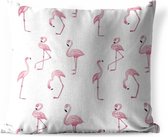 Buitenkussens - Tuin - Patroon met roze flamingo's - 45x45 cm