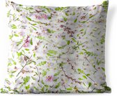 Buitenkussens - Tuin - Een wit met roze bloemdessin - 50x50 cm