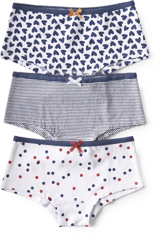 Little Label - filles - caleçons - 3 pièces - bleu divers - taille 2A - coton bio