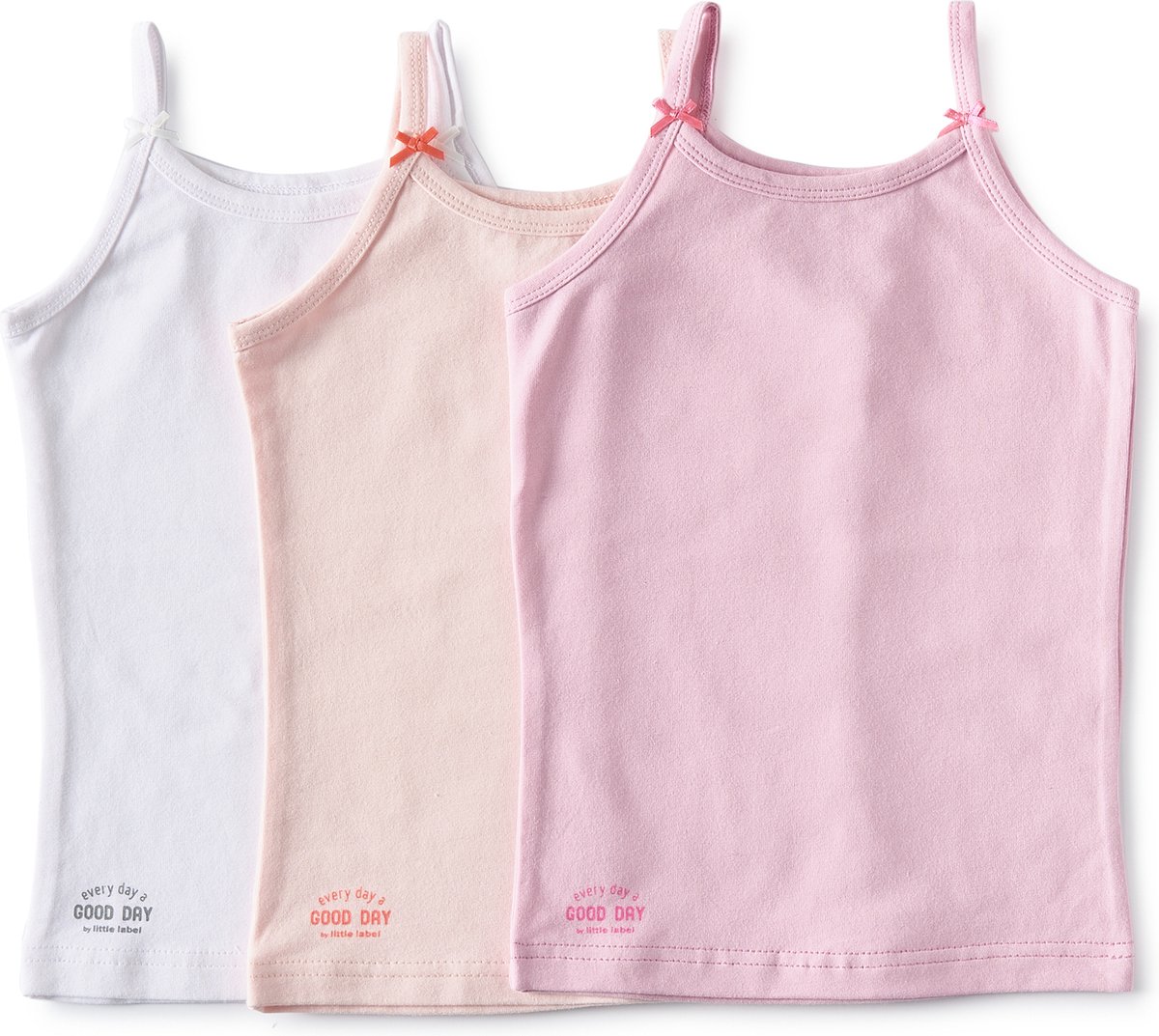 Little Label Hemd Meisjes - 3 Stuks - Maat 134-140 - Roze, Wit - Zachte BIO Katoen