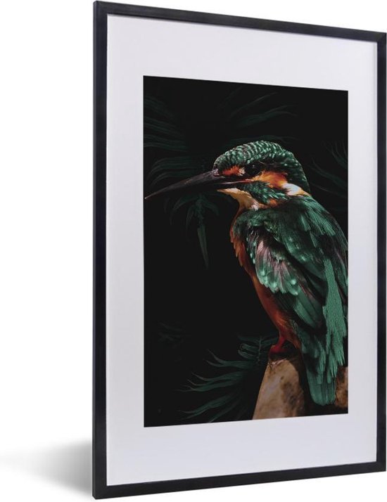 Vogel sur une branche sur fond noir 40x60 cm