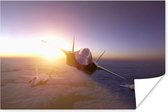 Poster Vliegende straaljagers tijdens zonsondergang - 30x20 cm