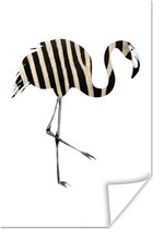 Flamant rose rayé sur fond blanc 80x120 cm