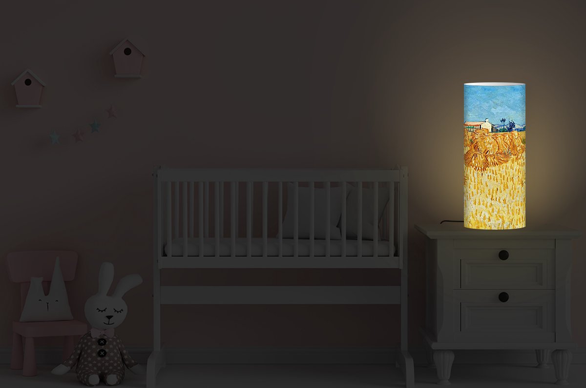 Lamp - Nachtlampje - Tafellamp slaapkamer - Oogst in de Provence - Vincent van Gogh - 70 cm hoog - Ø29.6 cm - Inclusief LED lamp