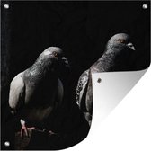 Tuindoek Twee prachtige duiven op een zwarte achtergrond - 100x100 cm