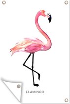 Tuindecoratie Tekening - Flamingo - Roze - 40x60 cm - Tuinposter - Tuindoek - Buitenposter