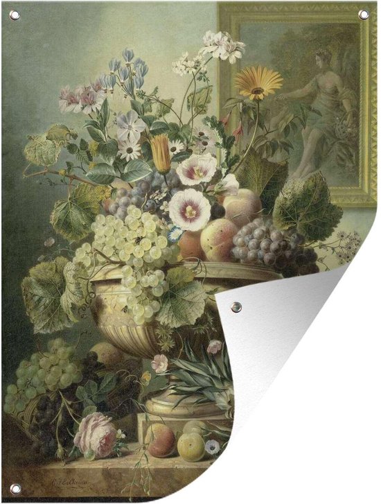 Stilleven met bloemen en vruchten - Schilderij van Eelke Jelles Eelkema