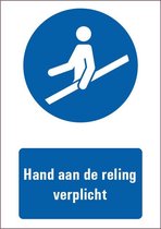 Hand aan de reling verplicht tekstbord - kunststof 420 x 297 mm (A3)