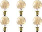 CALEX - LED Lamp 6 Pack - Kogellamp P45 - E14 Fitting - 3W - Dimbaar - Warm Wit 2100K - Goud