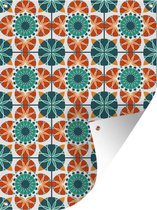 Muurdecoratie buiten Een symmetrisch patroon van de Marokkaanse Mozaïek - 120x160 cm - Tuindoek - Buitenposter