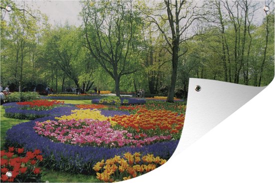 Keukenhof Flower Park in the Nederland affiche de jardin 120x80 cm - Toile de jardin / Toile d'extérieur / Peintures pour l'extérieur (décoration de jardin)