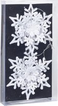6x stuks kerstboomversiering hangers sneeuwvlokken transparant/wit 11,5 - Kerstornamenten