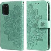 Voor OPPO A52/A72 4G/A92 7-bloemblaadje Bloemen Embossing Patroon Horizontale Flip PU Lederen Case met Houder & Kaartsleuven & Portemonnee & Fotolijst (Groen)