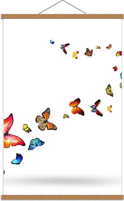 Schoolplaat – Vliegende Rij van Vlinders - 60x90cm Foto op Textielposter (Wanddecoratie op Schoolplaat)