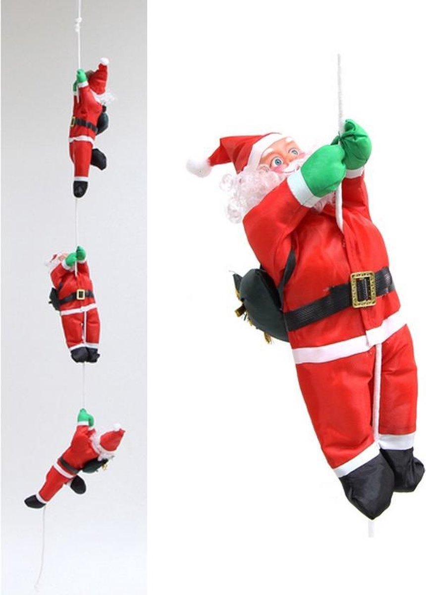 Kerstman klimmer aan touw en zijn kap 30,5 cm x 3 stuks