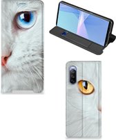 Bookcover Sony Xperia 10 III Smart Case Witte Kat