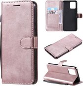 Voor OPPO Realme 8 Pro 4G Effen Kleur Horizontale Flip Beschermende Lederen Case met Houder & Kaartsleuven & Portemonnee & Fotolijst & Lanyard (Rose Goud)