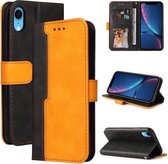 Zakelijke stiksels-kleur horizontale flip PU lederen tas met houder & kaartsleuven & fotolijst voor iPhone XS / X (oranje)