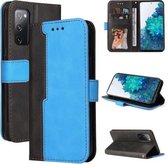 Voor Samsung Galaxy S20 FE / S20 Lite 5G / 4G Zakelijke stiksels-kleur Horizontale Flip PU lederen tas met houder & kaartsleuven & fotolijst (blauw)