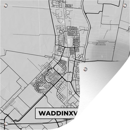 Tuin poster Stadskaart - Waddinxveen - Grijs - Wit - 200x200 cm - Plattegrond - Tuindoek - Buitenposter