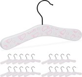Relaxdays 20x baby kleerhangers - kinder kledinghangers - baby kledinghanger - wit-roze