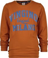 Vingino Logo Longsleeve Jongens T-shirt - Rusty Brown - Maat 98