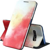 Voor Samsung Galaxy S10 Spanning Aquarel Patroon Huid Voel Magnetische Horizontale Flip PU Lederen Case met Houder (Rood)