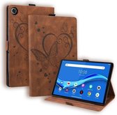 Voor Lenovo Tab M10 Plus TB-X606F TB-X606X Liefde Vlinder Patroon Horizontale Flip Lederen Case met Houder (Bruin)