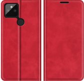 Cazy Google Pixel 5a Hoesje Portemonnee Book Case Kunstleer - Rood