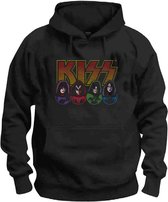 Kiss Hoodie/trui -S- Logo, Faces And Icons Zwart