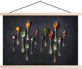 Cuillères nature morte avec des lattes d'affiche textielposter alimentation saine blanc 120x80 cm - Tirage photo sur plaque scolaire (décoration murale salon / chambre)