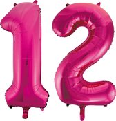 Helium roze cijfer ballonnen 12.