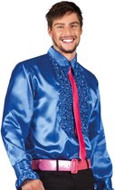 Boland - Party shirt koningsblauw (L) - Volwassenen - Danser/danseres - 80's & 90's - Disco