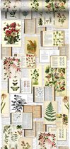 ESTAhome vlies wallpaper XXL bladzijden botanisch bloemen en planten boek licht crème beige, groen, bruin en okergeel - 158825 - 0.465 x 8.37 m