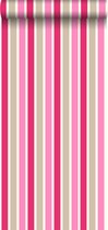 ESTAhome behang strepen roze en beige - 116513 - 53 cm x 10,05 m