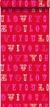 ESTAhome behang love you - quotes rood en roze - 136834 - 53 cm x 10,05 m