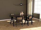 Marmeren Eettafel Half Ovaal –  Dark Emperador Bruin (V-poot) - 220 x 90 cm  - Gepolijst