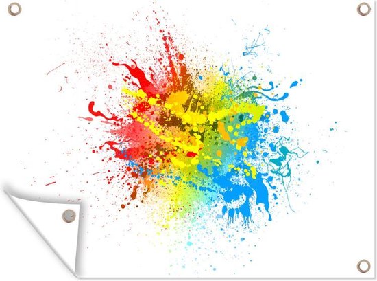 Illustration d'une éclaboussure de peinture colorée comme affiche de jardin street art 160x120 cm - Toile de jardin / Toile d'extérieur / Peintures d'extérieur (décoration de jardin) XXL / Groot format!